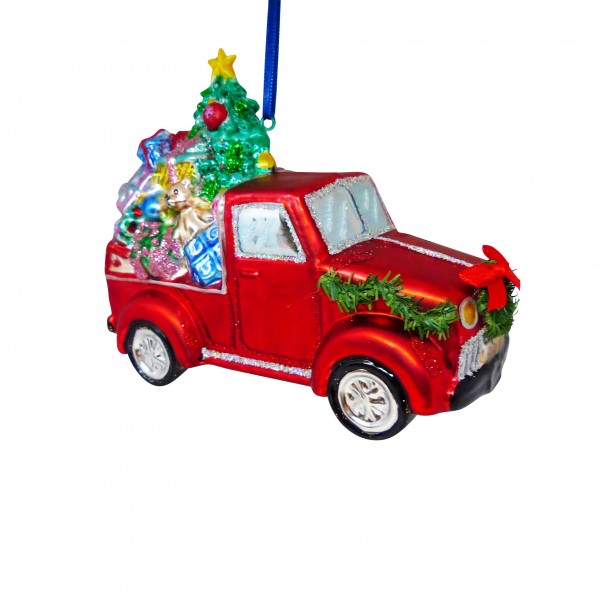 Giftcompany Hänger Truck mit Weihnachtsbaum und Geschenken, rot