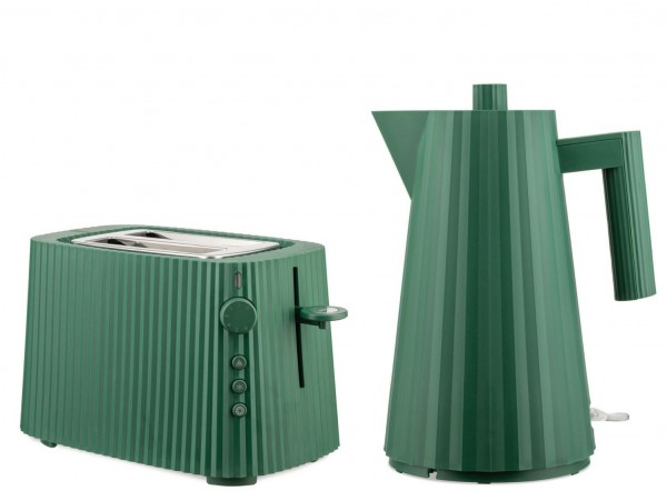 Alessi Plissé Bundle Elektrischer Wasserkocher und Toaster grün